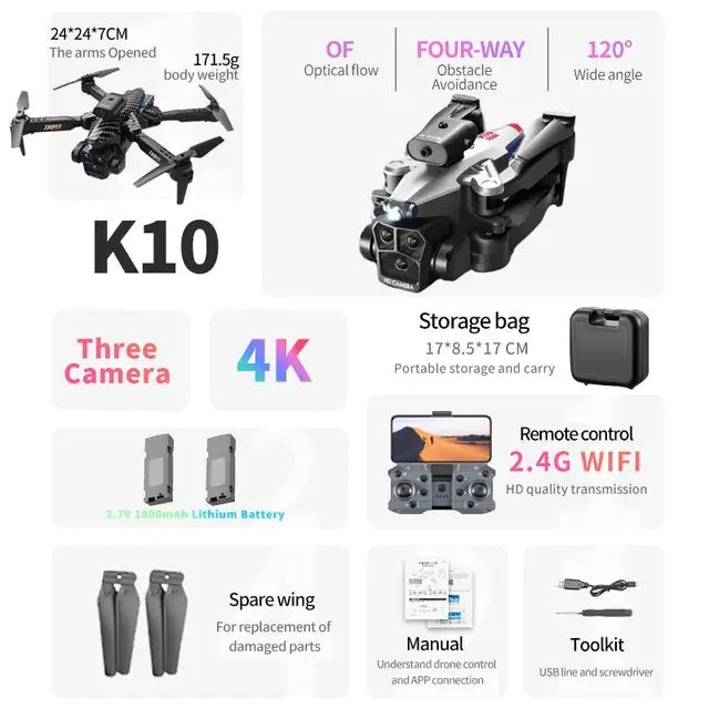 K10 Max 8K Triple camera Professional Drone