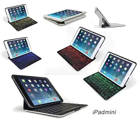 Slimmest Backlit iPad 2/3/4, Air 1/2 and Mini Hard Shell Case with Bluetooth Keyboard