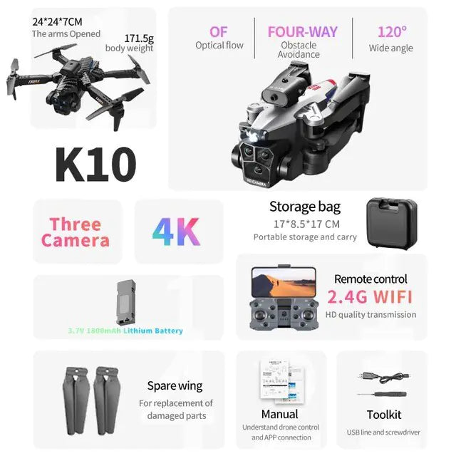 K10 Max 8K Triple camera Professional Drone