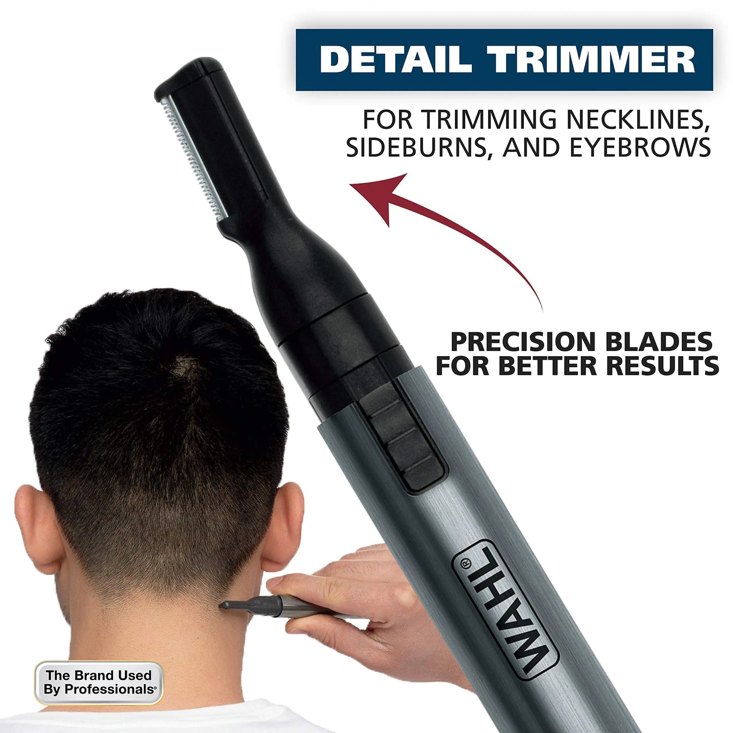 Wahl Micro Groomsman Battery Personal Trimmer for Hygienic Grooming with Rinseable, Interchangeable Heads for Eyebrows, Neckline, Nose, Ears, & Other Detailing - 05640-600 4 Piece Set