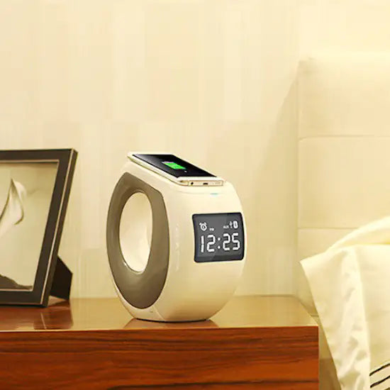 Ocean Wave Bluetooth Speaker , Clock and Wireless Phone Charger