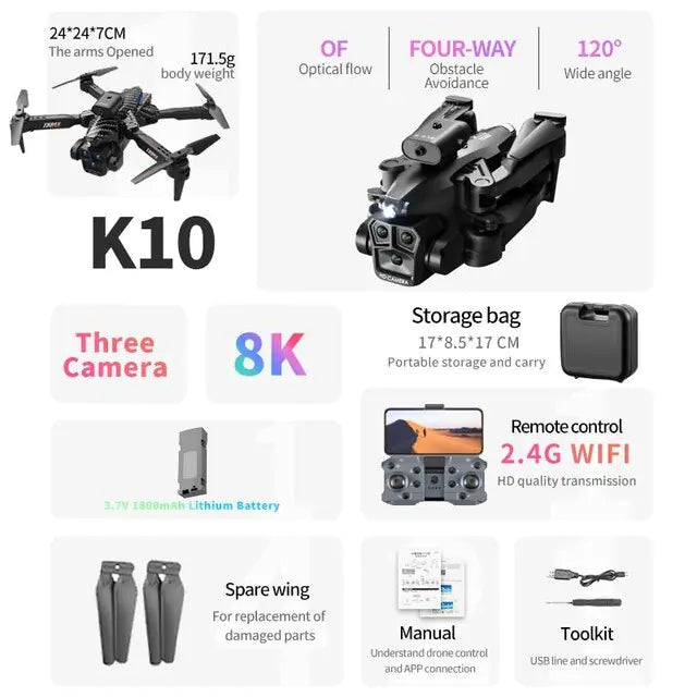 K10 Max 8K Triple camera Professional Drone