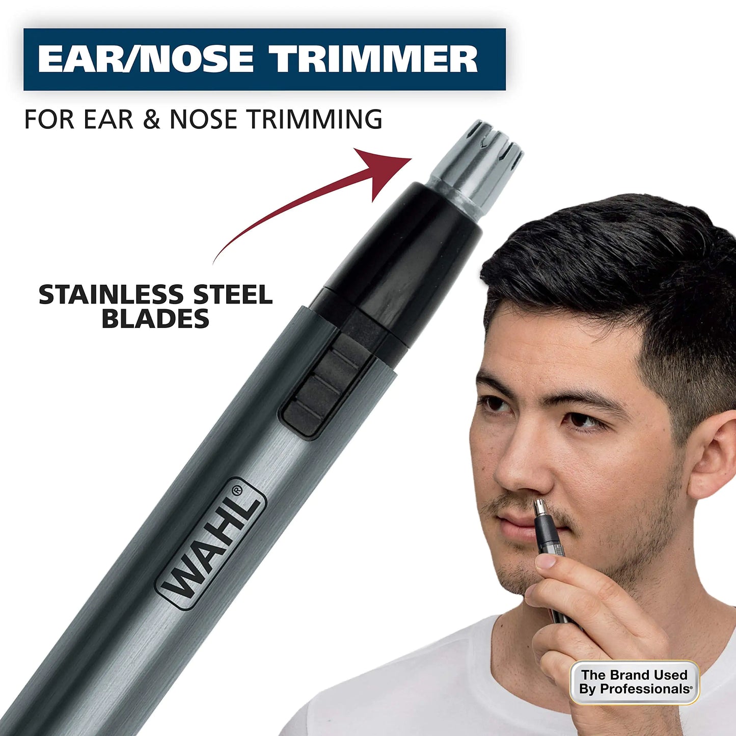 Wahl Micro Groomsman Battery Personal Trimmer for Hygienic Grooming with Rinseable, Interchangeable Heads for Eyebrows, Neckline, Nose, Ears, & Other Detailing - 05640-600 4 Piece Set