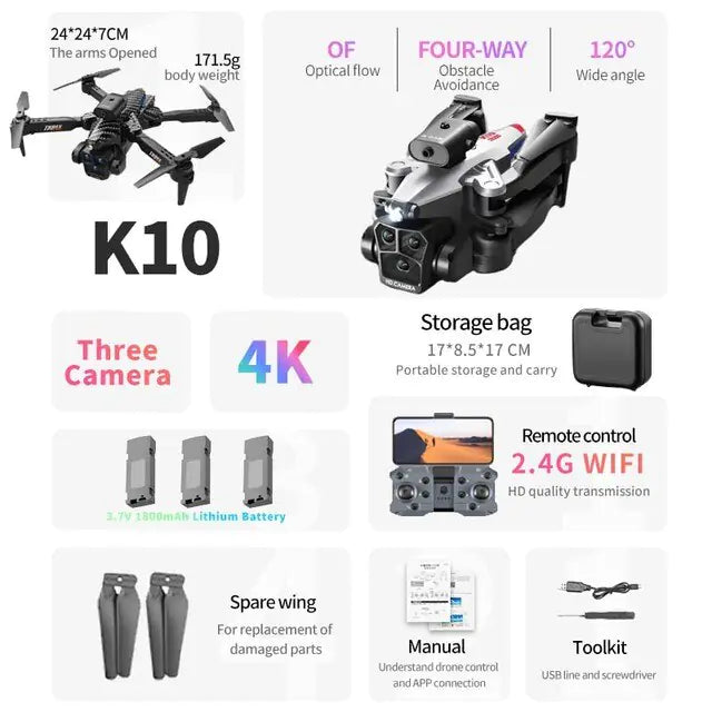 K10 Max 8K Triple camera Professional Drone