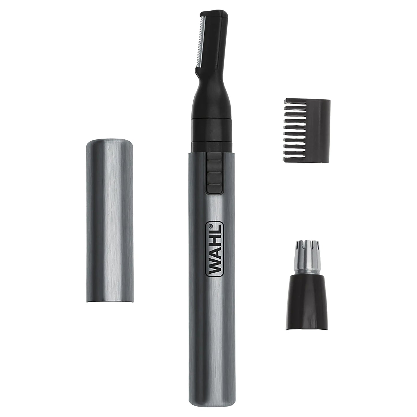 Wahl Micro Groomsman Battery Personal Trimmer for Hygienic Grooming with Rinseable, Interchangeable Heads for Eyebrows, Neckline, Nose, Ears, & Other Detailing - 05640-600 4 Piece Set