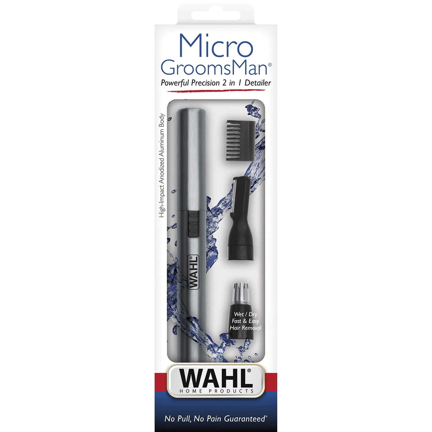 Wahl Micro Groomsman Battery Personal Trimmer for Hygienic Grooming with Rinseable, Interchangeable Heads for Eyebrows, Neckline, Nose, Ears, & Other Detailing - 05640-600 4 Piece Set