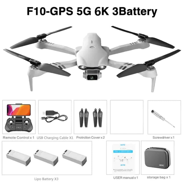 F-10 GPS Drone 6K HD Dual Camera