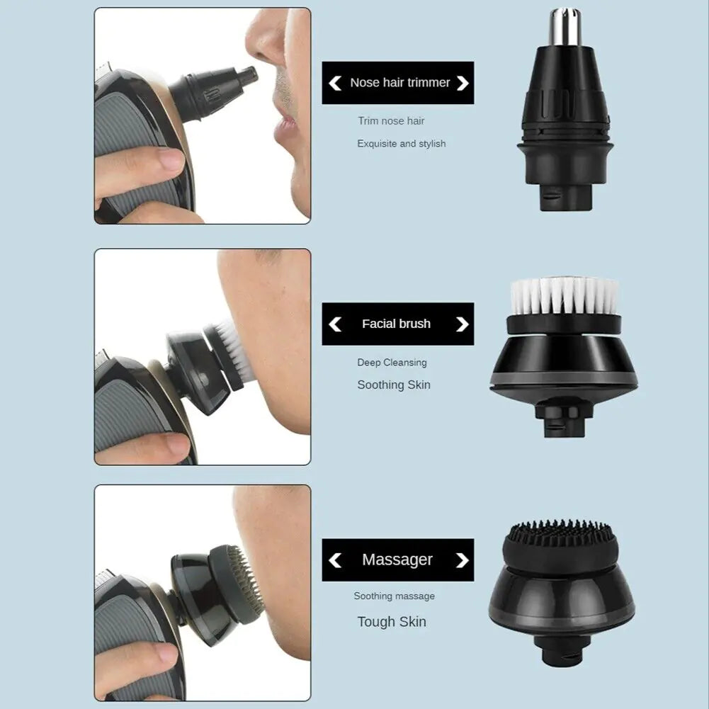 5-in-1 Rotary Electric Shaver 4D Rechargeable Bald Head Hair Beard Trimmer Razor