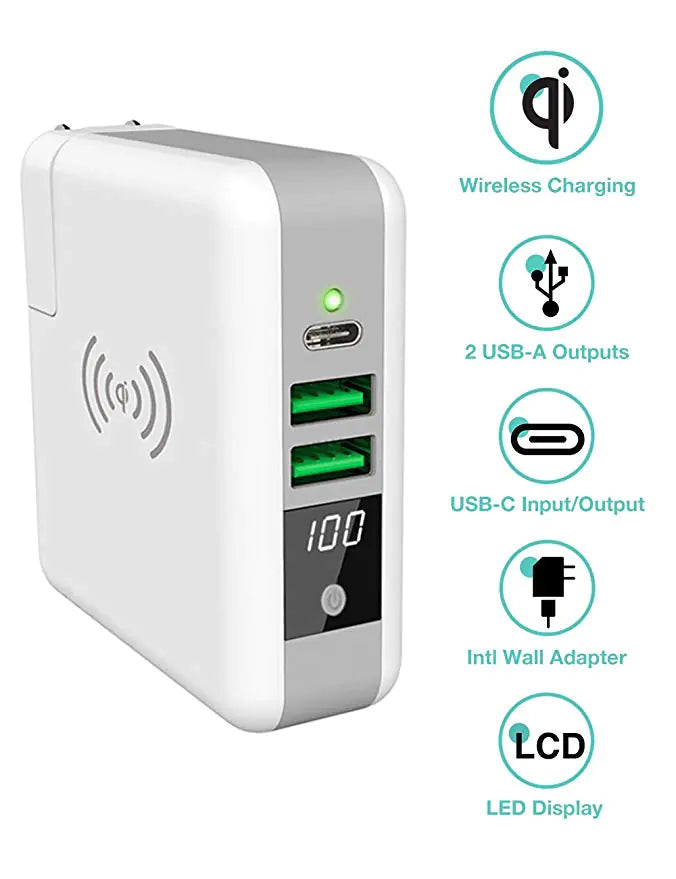 World Wide Multi-Power Gizmo With Wireless Charger And Stored Power Bank